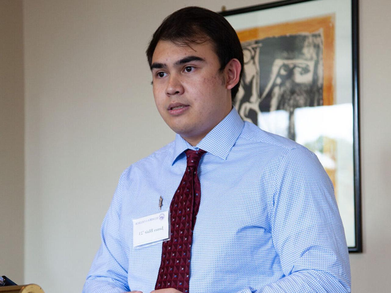 A student speaks during the Key Award ceremony